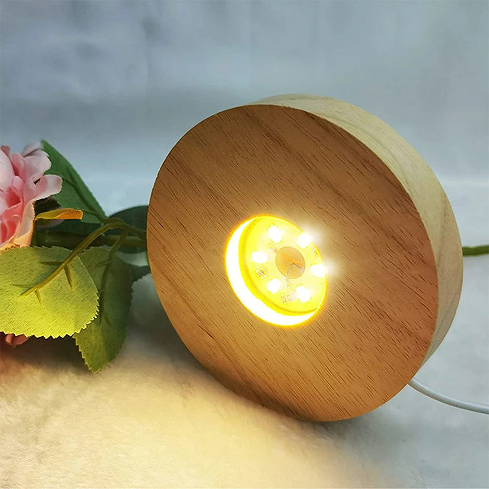 Wooden light base with battery, remote control, - BESTGADZET