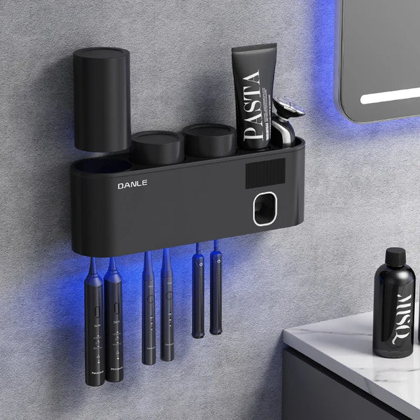 Smart Toothbrush Holder with Toothpaste Dispenser.