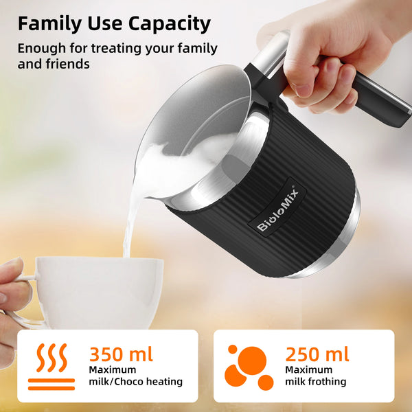 BioloMix Detachable Milk Frother and Steamer, 5-in-1 Automatic Hot/Cold Foam and Hot Chocolate Maker