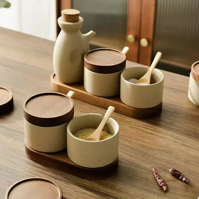 new ceramic spice jar with wooden lid - BESTGADZET