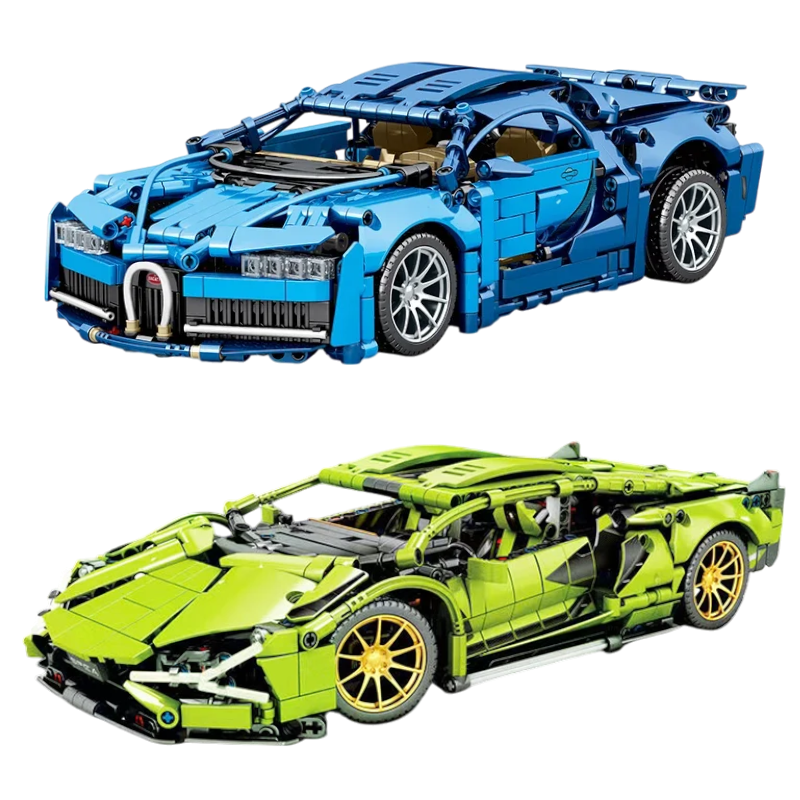 Technical Bugatti Building Blocks, Lamborghini Hypercar Racing Car