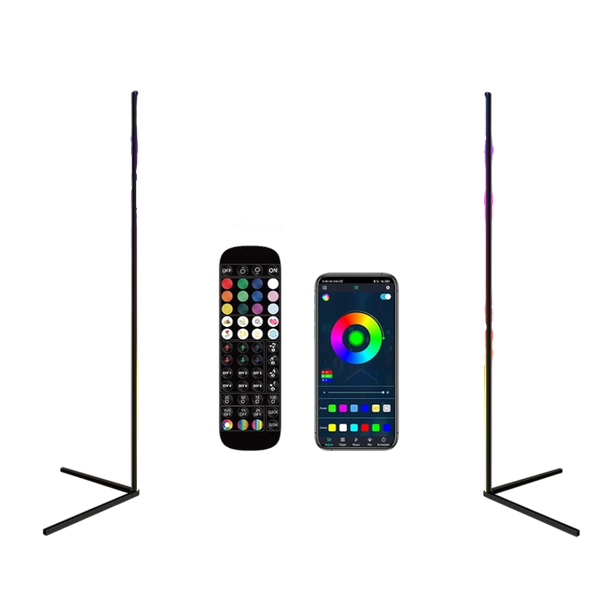 Living Room Dimmable RGB Corner Floor Lamp 140cm Stand Smart APP