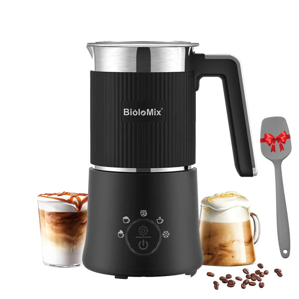 BioloMix Detachable Milk Frother and Steamer, 5-in-1 Automatic Hot/Cold Foam and Hot Chocolate Maker