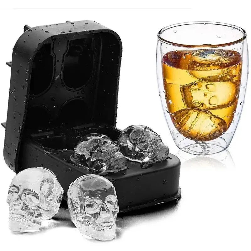 Silicone 3D Ice Mold - Skull & Diamond Shapes for Whiskey and Party Supplies