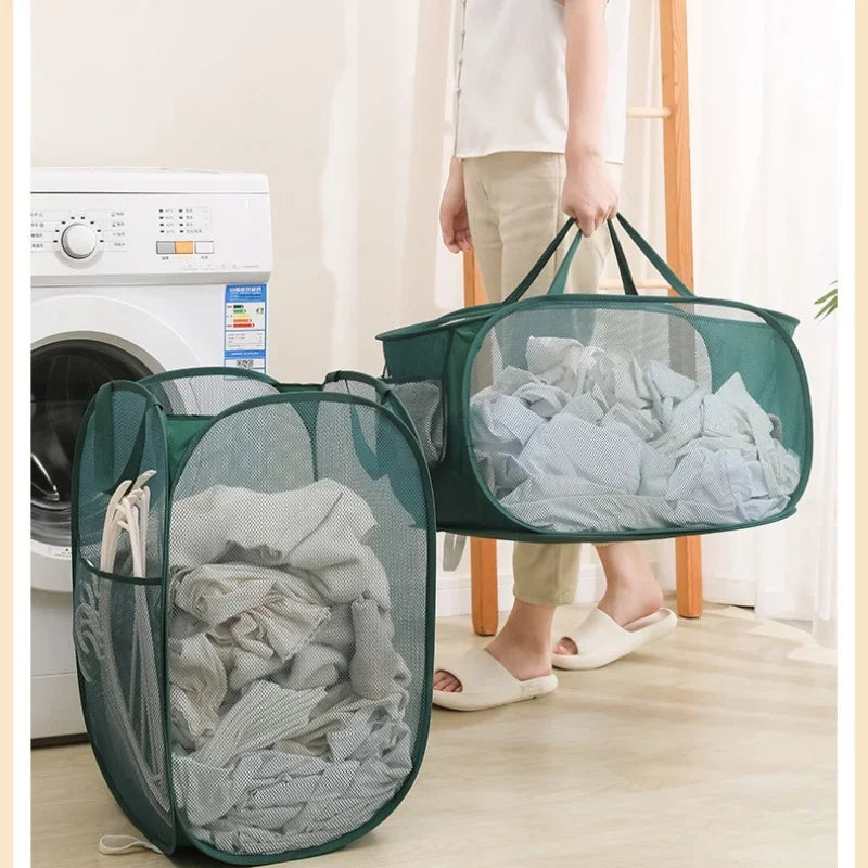 foldable laundry basket, mesh for large capacity storage - BESTGADZET