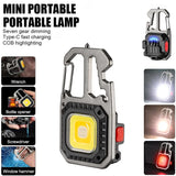 LED Portable Keychain Flashlight Outdoor Camping COB Work Light Emergency Lighting With Window Hammer Bottle Opener Lamp - BESTGADZET