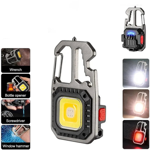 LED Portable Keychain Flashlight with Window Hammer & Bottle Opener