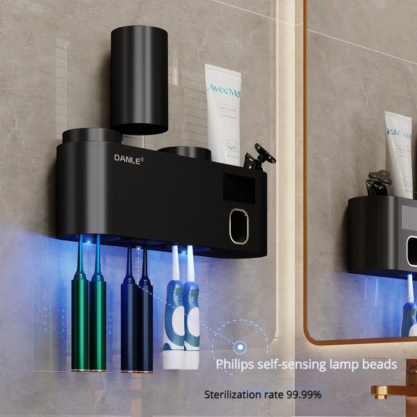 Smart Toothbrush Holder with Toothpaste Dispenser.