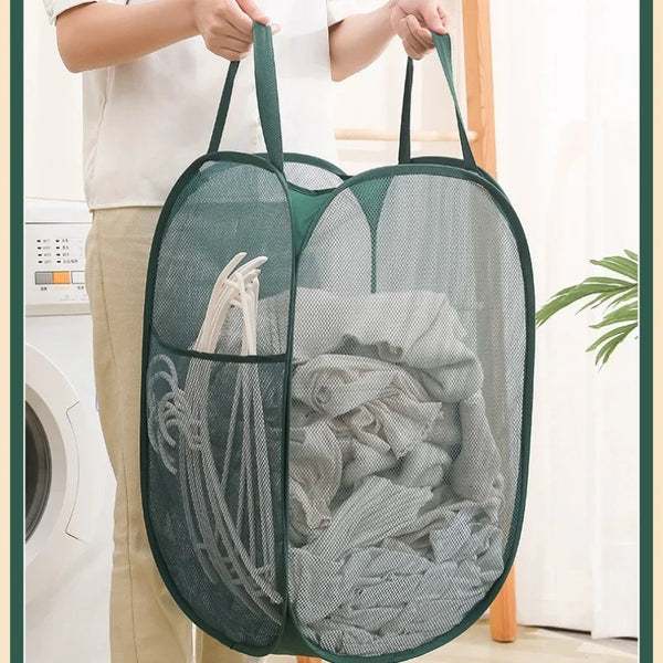 foldable laundry basket, mesh for large capacity storage - BESTGADZET