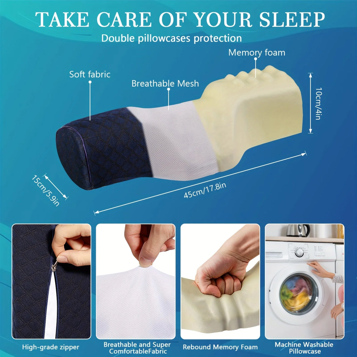 Orthopedic Memory Foam Neck Pillow - Cervical Support for All Sleepers