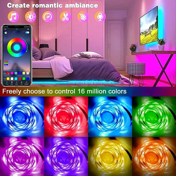 USB LED Strip Lights APP Control Color Changing 5050 RGB - BESTGADZET