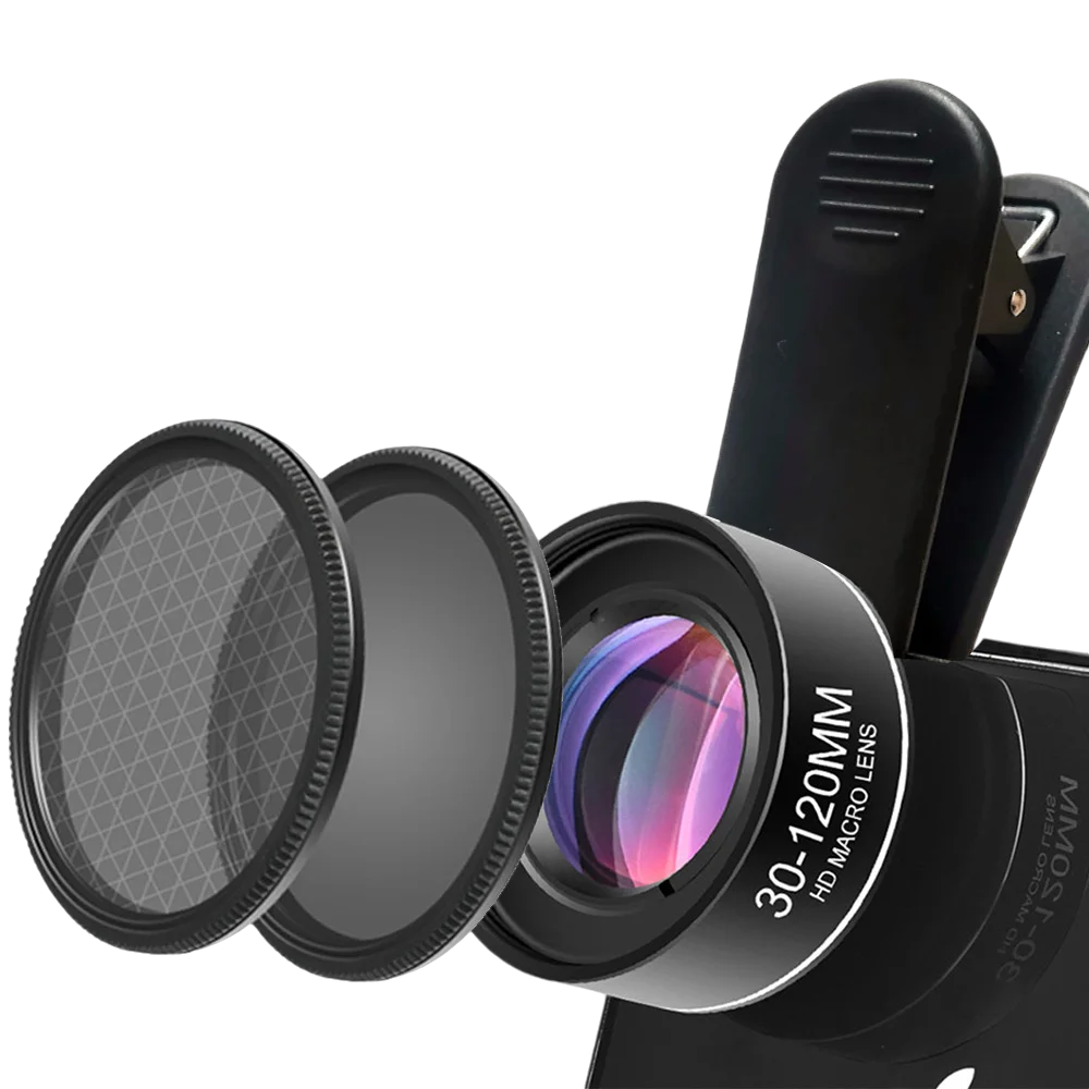 4K HD Phone Lens 30-120mm Macro Lens Long-distance Shot CPL Star Filter for iPhone 15 Samsung Huawei Mobile Phones Accessories