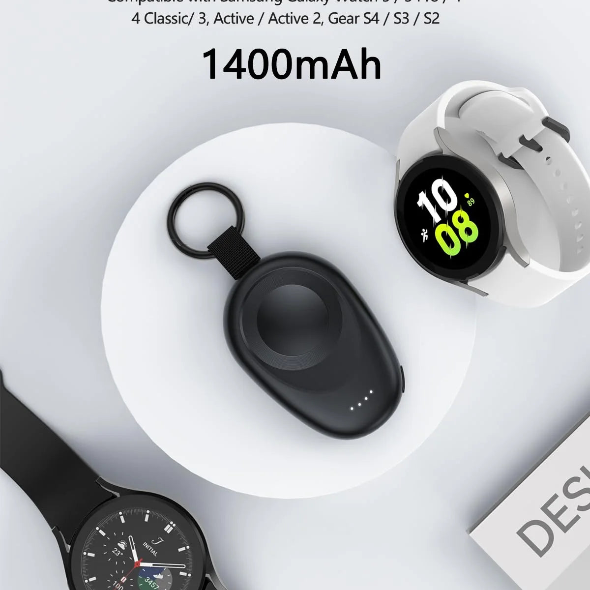 1400mAh Portable Charger For Galaxy Watch 7/Ultra/6/6 Classic/5 Pro/4/3, Active2/1